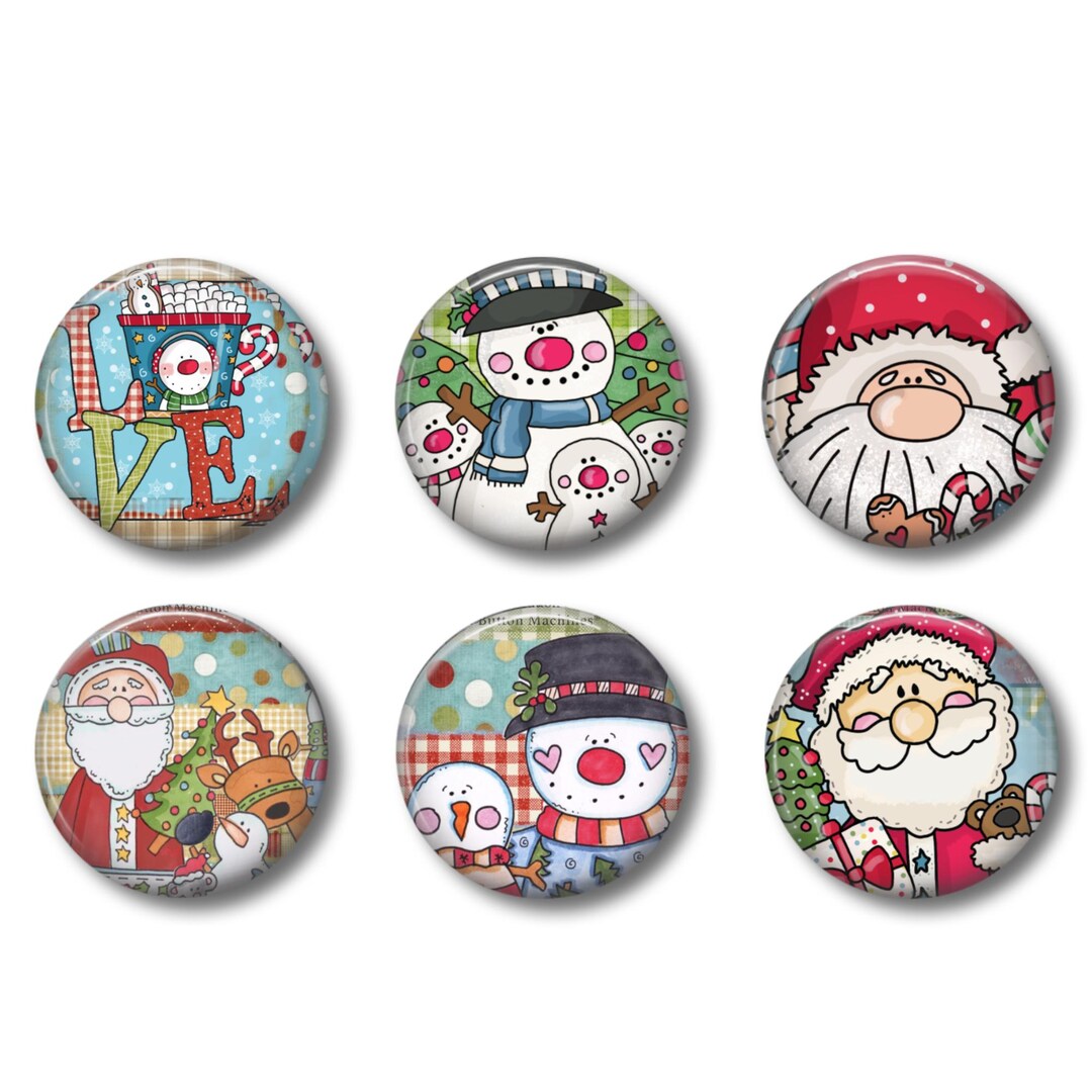 Christmas Refrigerator Magnets - Santa, Snowman, Reindeer - Set of 6, 1 ...