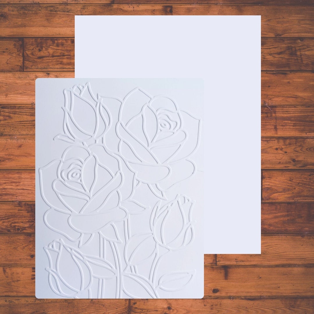 Embossed Rose Floral White Blank Greeting Card Set With Envelopes ...