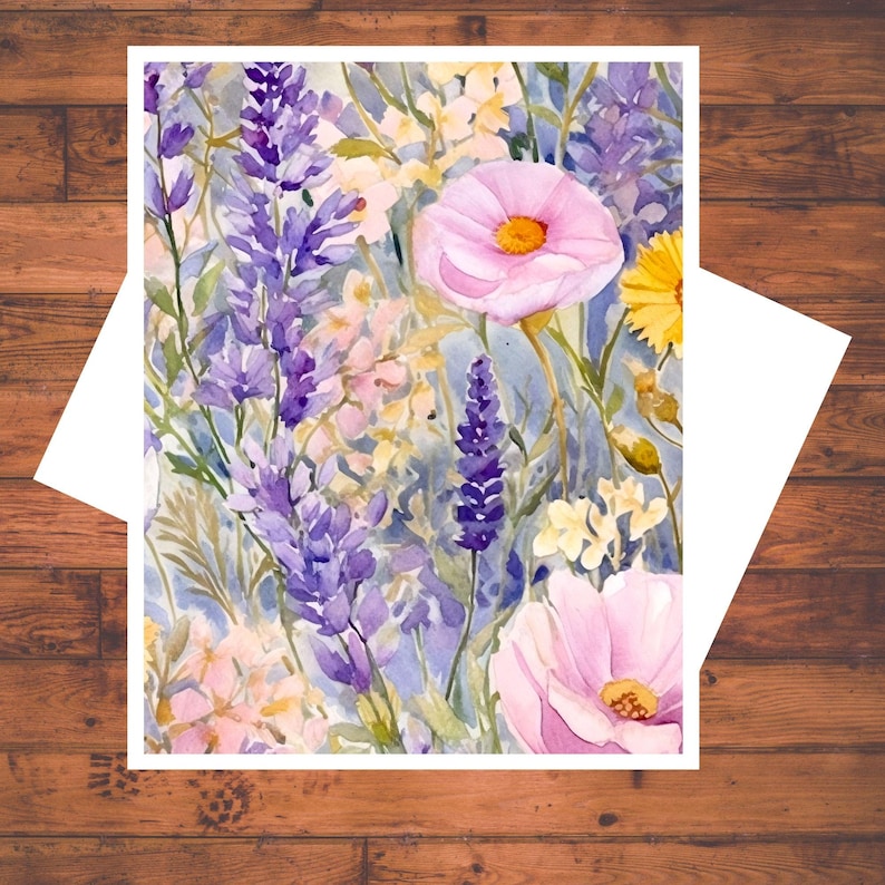 Wildflower Greeting Card Set: Purple Pink Floral, Handmade Notecards ...