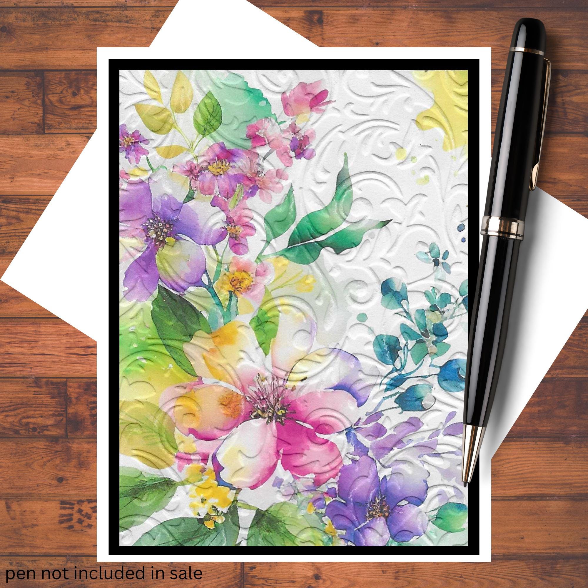 Embossed Floral Handmade Greeting Cards DIY Kit of 6 With Envelopes - Etsy