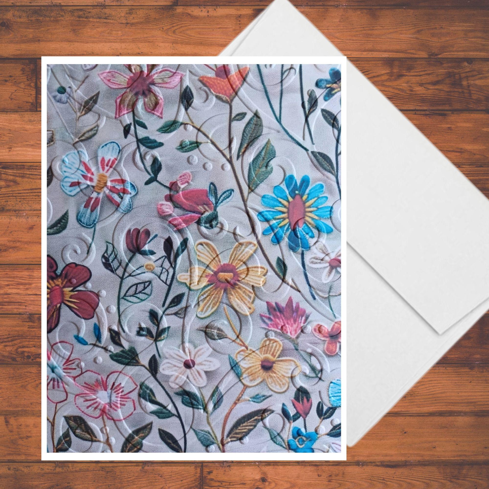 Floral Tapestry Design Embossed Handmade Card Kit, Set of 6 A2 W ...