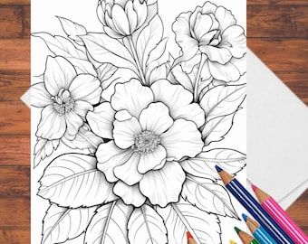 Relaxing Flowers Coloring Cards: DIY Greeting Card Kit with Envelopes, 5 x 7