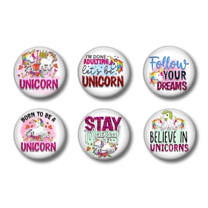 Magical Unicorns Refrigerator Fridge Magnets, Cute Unicorns Whiteboard Magnets, Mystical Horse, Set of 6 Magnets Low-Cost Gift, 1-1/2&quot;