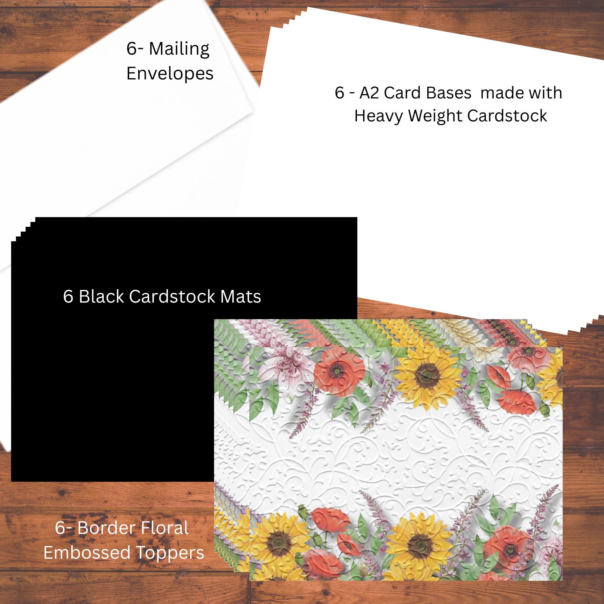 Embossed Floral Border Handmade DIY Card Kit: Set of 6 With Envelopes ...