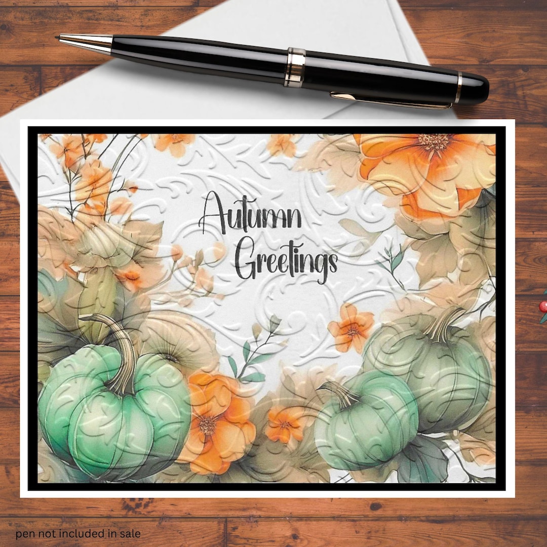 Autumn Fall Pumpkins Embossed Greeting Card DIY Kit With Envelopes - Etsy