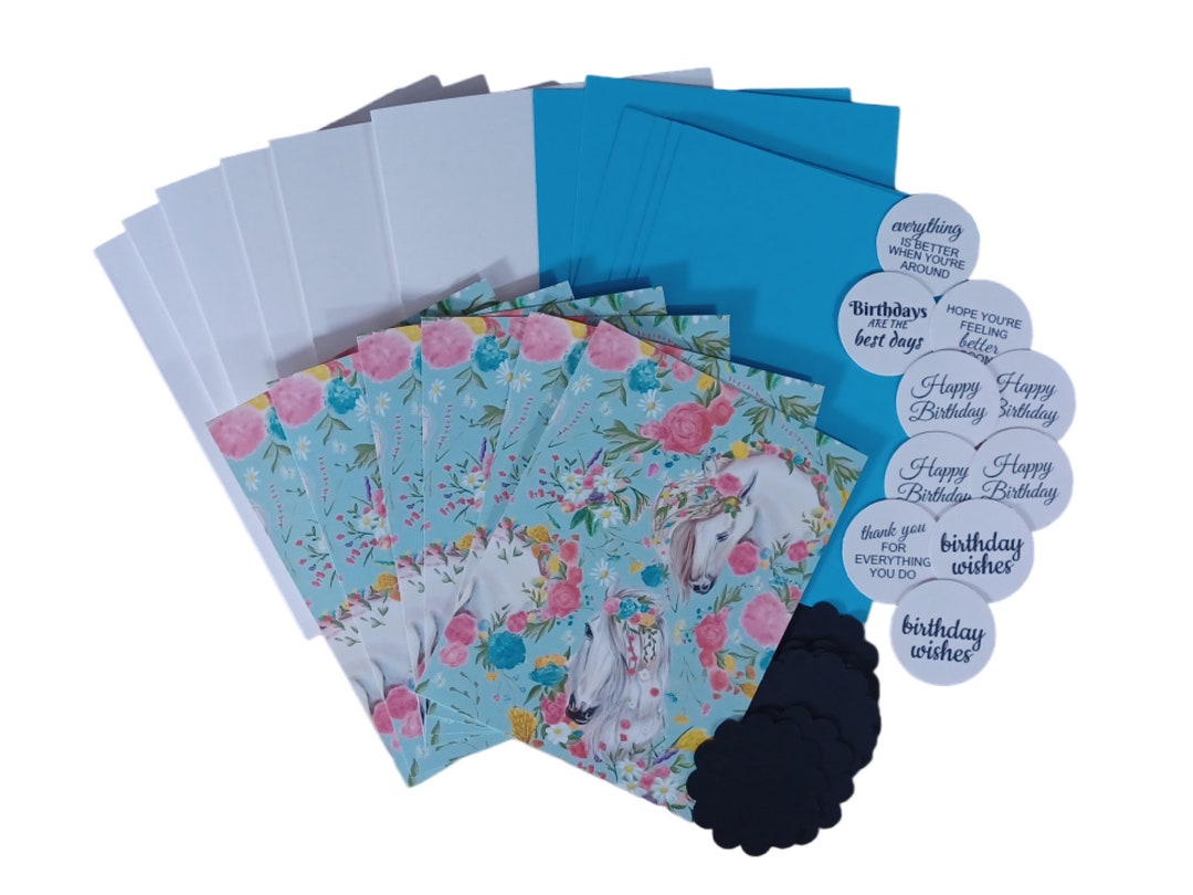 Feminine Floral Horses Card Making Kit Adults Seniors DIY Card Kit ...