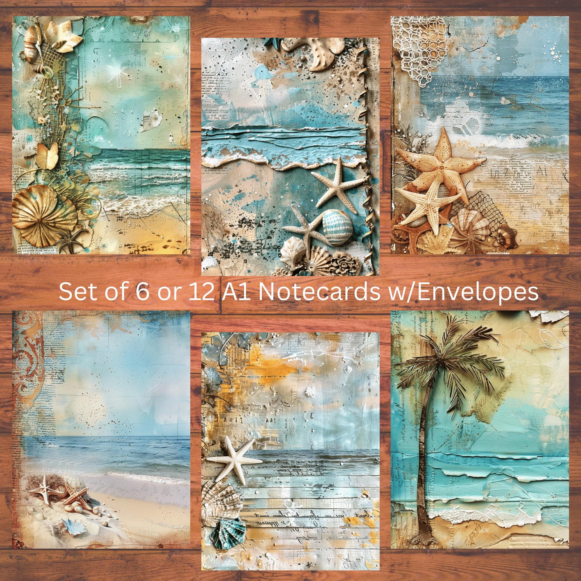 Beach Notes Summer Beach Seaside Shoreline Notecard Set: Personal Stationery Gift ...