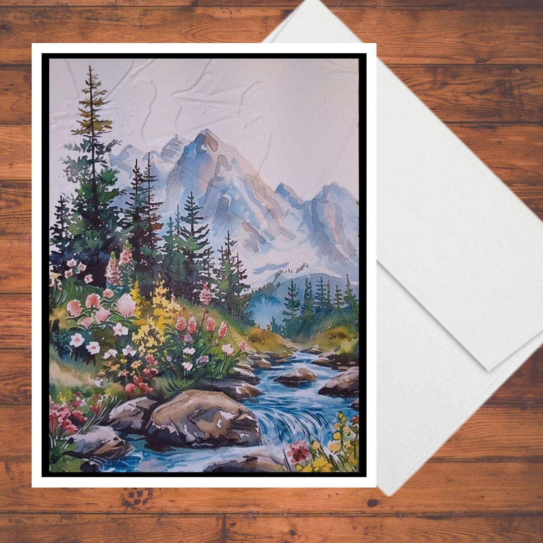 Mountain Stream Card Making Kit: Embossed Scenic Cards, Set of 6 With ...