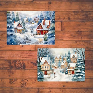 12 Christmas Winter Scene Notecard Set, Blank Notecards, Personal ...