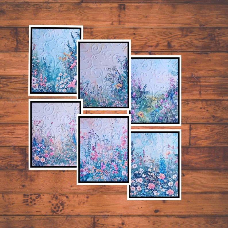 Embossed Wildflower Card Kit: Handmade A2 Greeting Cards, Set of 6 With ...