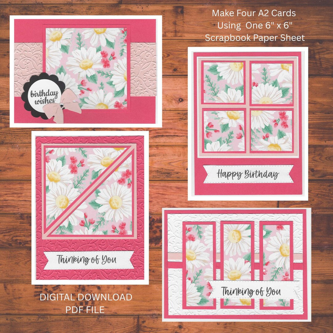 One Sheet Wonder Card Tutorial: Make 4 Handmade Cards (digital Download ...