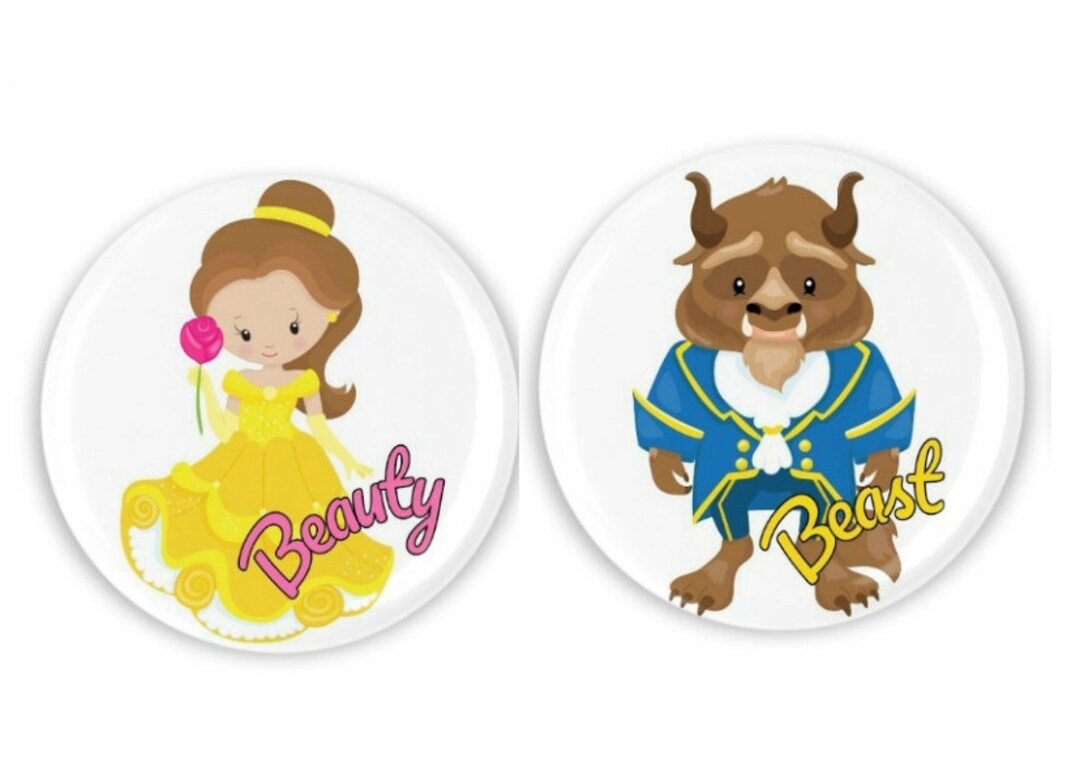 Beauty and the Beast Gender Reveal Pins Party Favors Boy Etsy