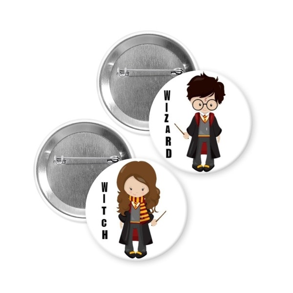 Witch Wizard Magical Gender Reveal Pins, Gender Reveal Party Favors, Boy, Harry, Girl, Baby Shower Decorations, Pin Back Buttons