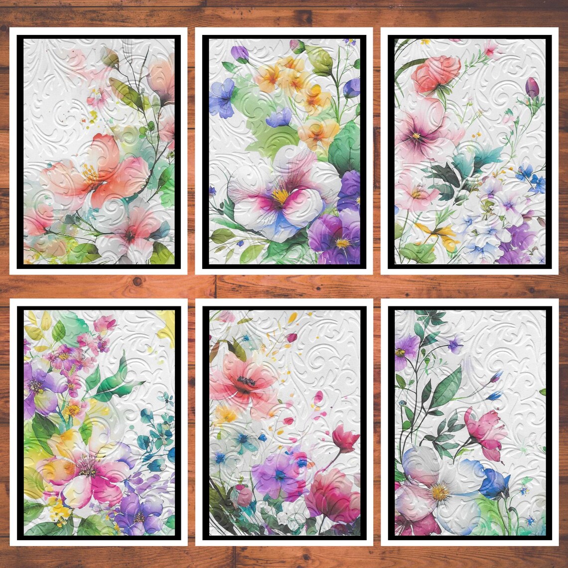 Embossed Floral Handmade Greeting Cards DIY Kit of 6 With Envelopes - Etsy