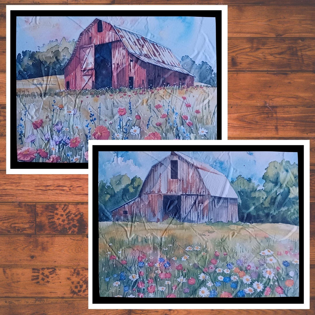 6 Rustic Barn Wildflower Embossed Card Kit: DIY Paper Craft (A2 Size W ...