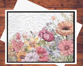 Watercolor Flower Garden Card Kit: Embossed DIY Greeting Cards with Envelopes