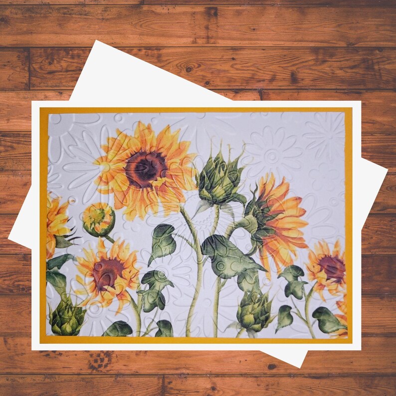 Embossed Sunflower Card Kit: DIY Set of 6 A2 Handmade Greeting Cards ...