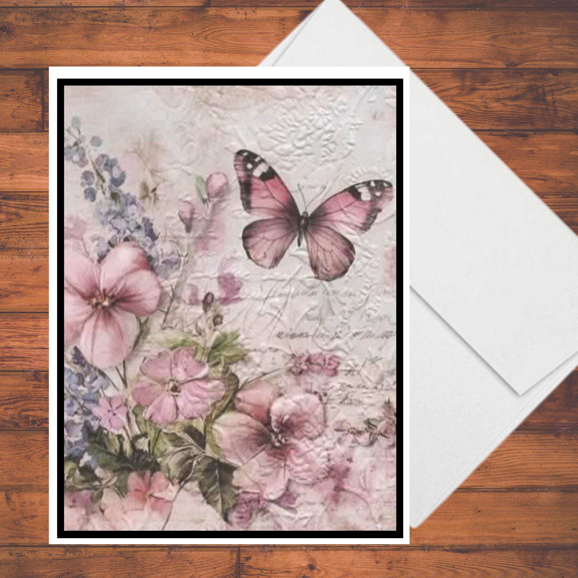 Pink Butterfly Embossed DIY Card Kit: Shabby Chic Greeting Cards - Etsy