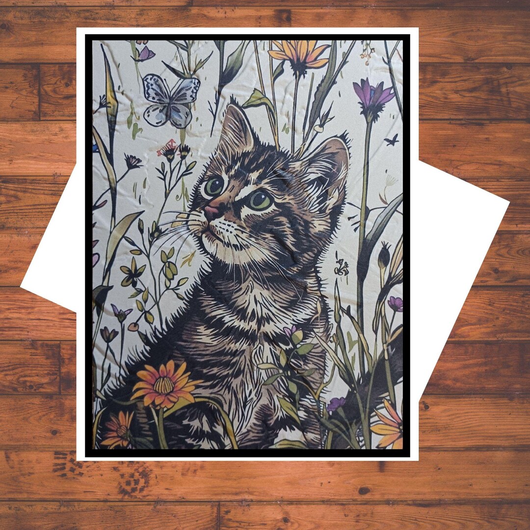 Cat & Flower Garden Card Kit: DIY Handmade Stationery With Envelopes - Etsy