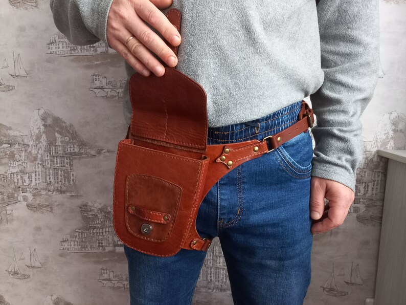 Handmade Leather Hip Bag.leg Bag Belt Bag Hip Bag Sling Etsy