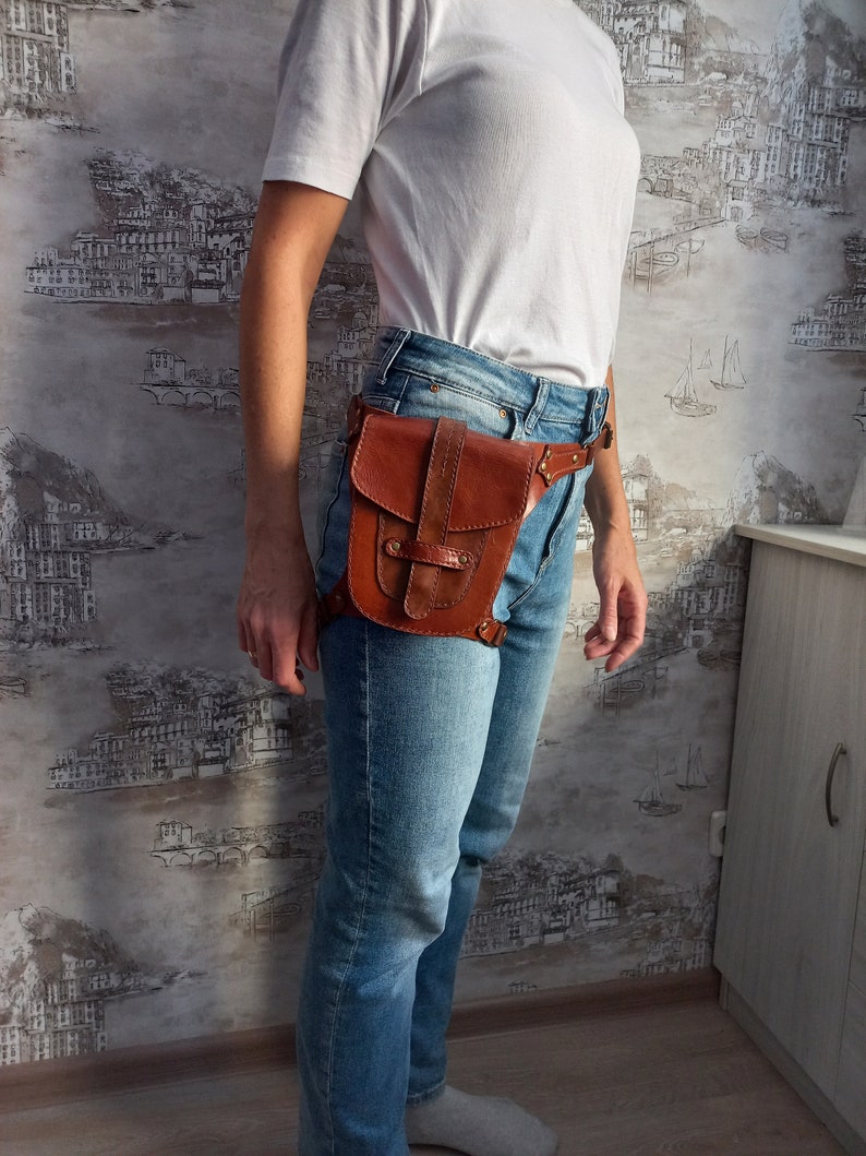 Handmade Leather Hip Bag.leg Bag Belt Bag Hip Bag Sling Etsy
