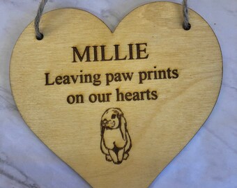 Personalised engraved memorial dog pet plaque sign diy home cat wooden heart 
