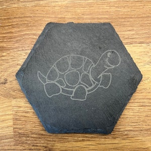 Engraved tortoise hexagon slate - unique gift
