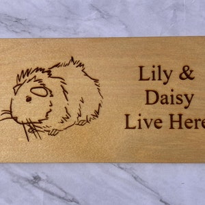 Personalised wooden engraved guinea pig name plaque/hanging sign