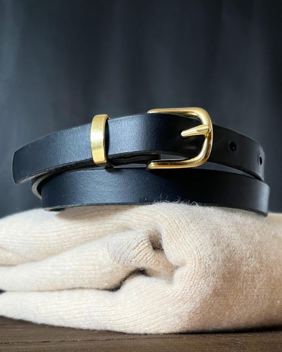 Cow Hide Leather Narrow Belt