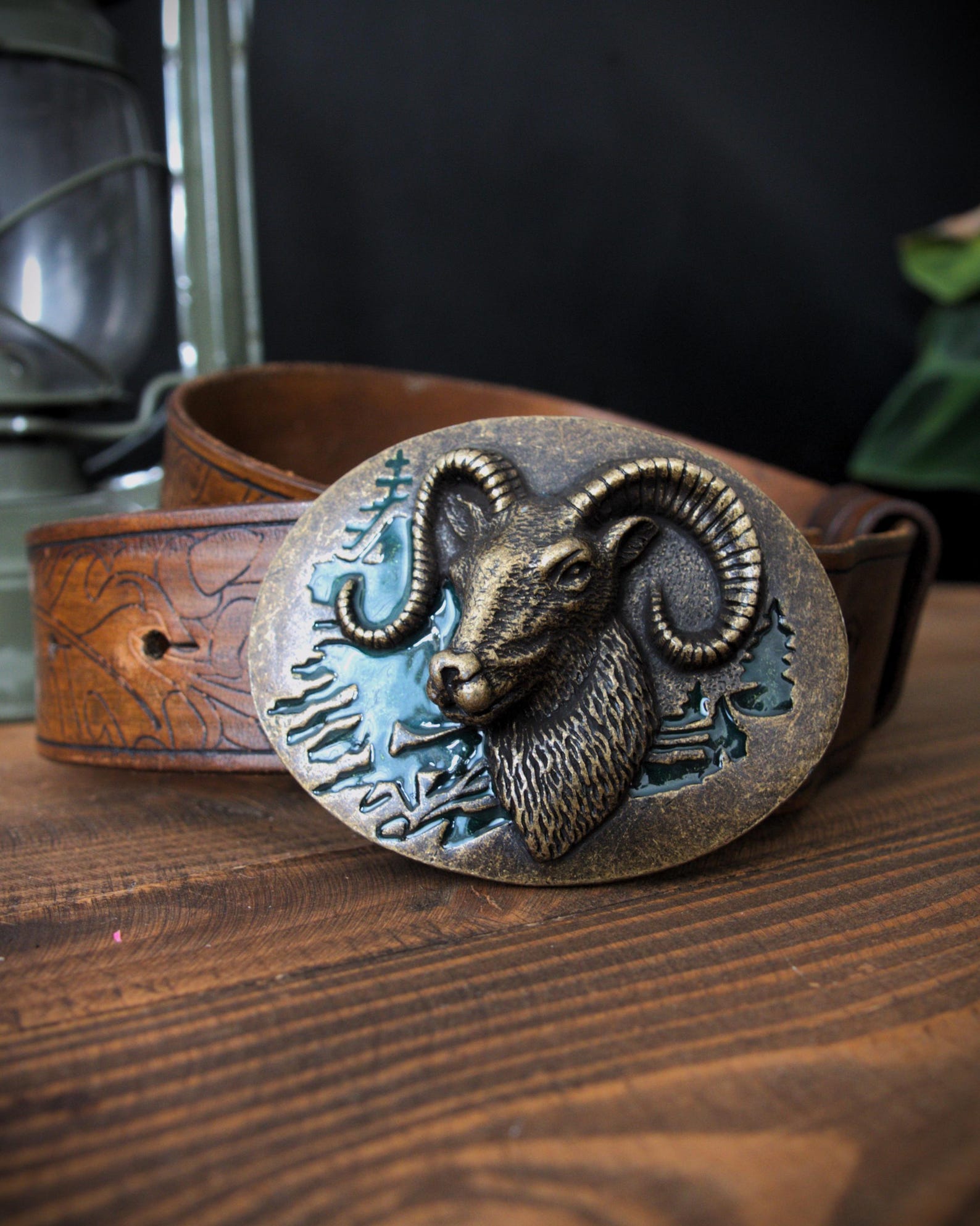 Wild West Genuine Elk Leather Brown Men's Handmade Belt With Removable Buckle main image 0