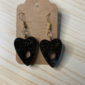Black sparkly Ouija earrings
