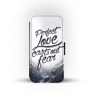 Wallet Phone Cover with Card Inserts, Custom Phone Case, Perfect Love Casts Out Fear