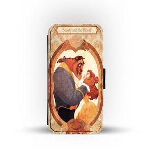 Custodia per telefono con portafoglio e inserti per carte, custodia per telefono personalizzata, Disney La Bella e la Bestia