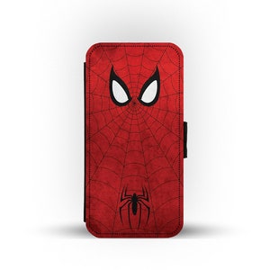 Bestickte Handyhülle mit Karteneinsätzen für Marvel, Avengers Spiderman - Füge deinen Namen hinzu!