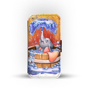 Funda para teléfono tipo billetera con insertos para tarjetas, funda para teléfono personalizada, dije vintage de Disney Circus, funda para teléfono Dumbo's Dream Flight: ¡agregue su nombre!