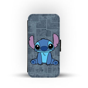 Wallet Phone Cover with Card Inserts, Custom Phone Case, Disney Cute Stitch - Add Your Name!
