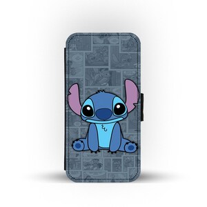 Wallet Phone Cover with Card Inserts, Custom Phone Case, Disney Cute Stitch - Add Your Name!