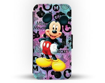 Étui portefeuille avec inserts pour cartes, coque de téléphone personnalisée, Mickey Mouse Disney - Ajoutez votre nom !