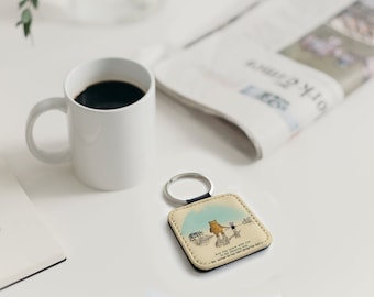 Faux Leather Key Ring, Personalised Leather Key Chain, Custom New Homes or New Car Gift, Disney Winnie Pooh Quote, My Favourite Days