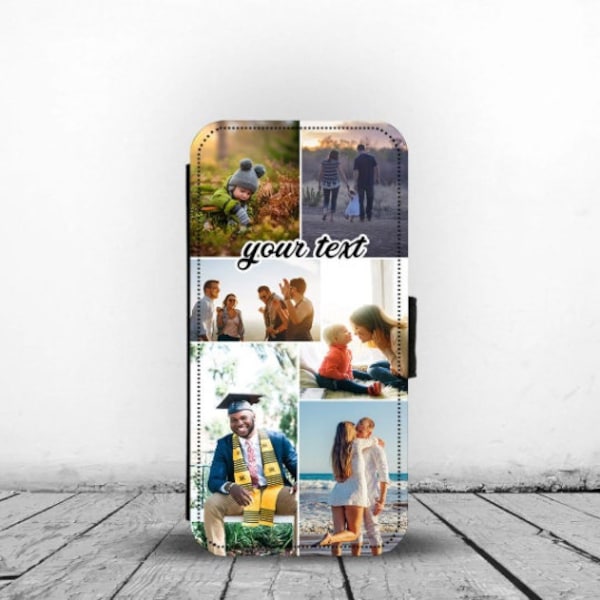 Wallet Phone Cover, Photo Collage Phone Case, Leather Phone Cover with Card Inserts, Gift for Special Occasions
