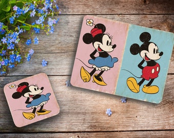 High Gloss Table Mat 20 x 26cm Disney Mickey Mouse 9 x 9cm /& Cup Coaster