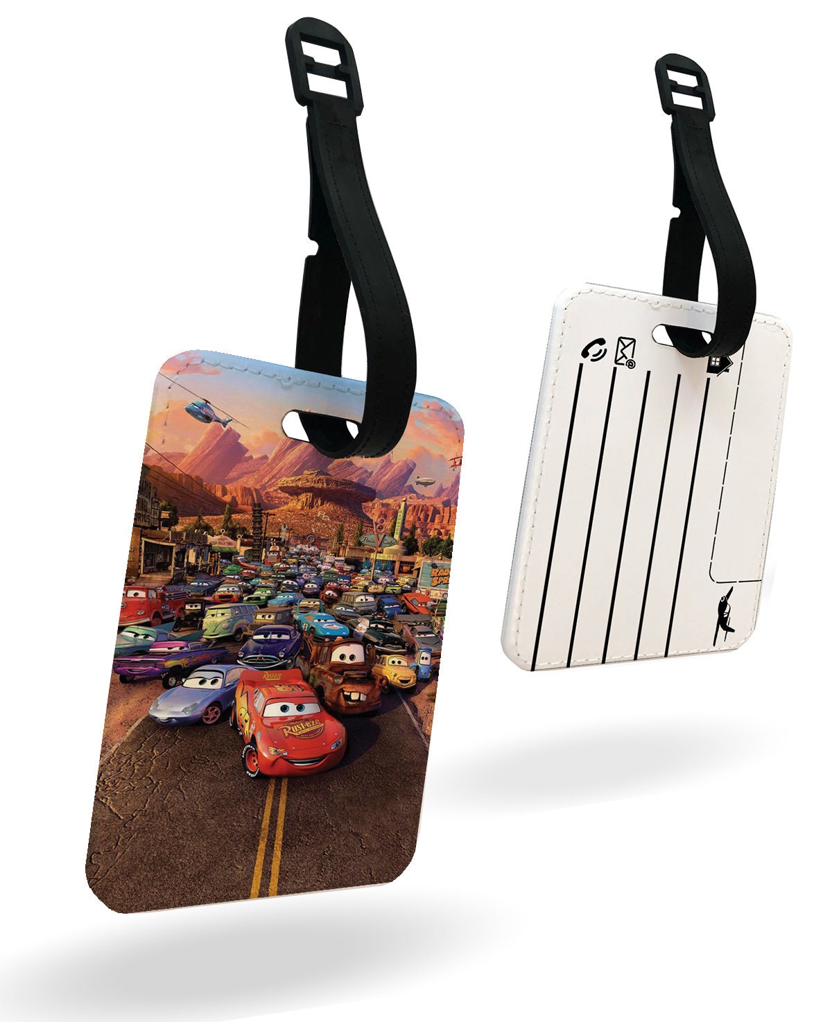Travel Accessory Set - Faux Leather Passport Cover and Luggage Tag  Disney Cars with YOUR NAME