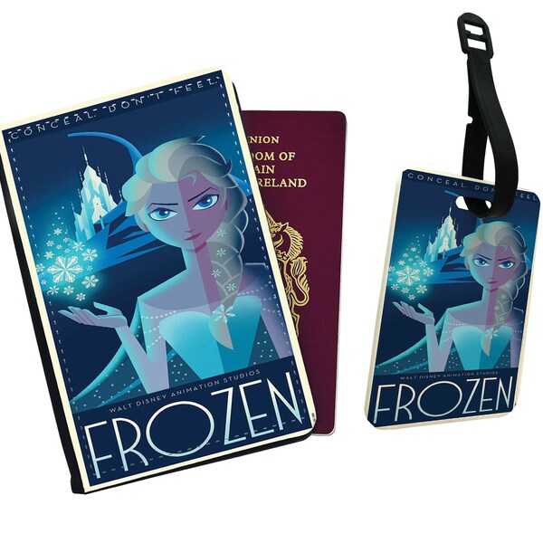Personalised Faux Leather Passport Cover & Luggage Tag Disney Frozen Olaf Snow Cosplay Elsa Travel Lovers Vintage Disneyland Friends Gift