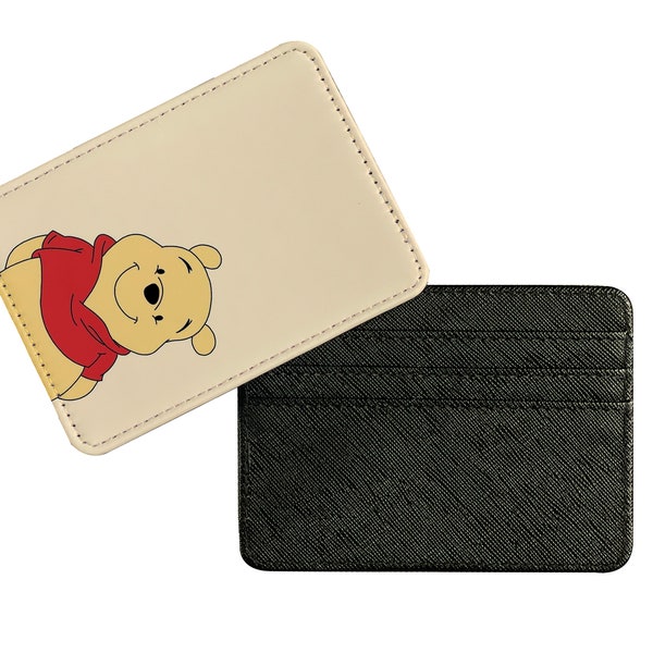 Elegant Leather Card Holder, Slim Credit Card Wallet, Stylish Custom Gift, , Disney Winnie Pooh