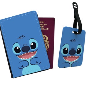 Gepersonaliseerde paspoorthoes en bagagelabel, Disney-reisset, schattig stiksel - Voeg je naam toe!