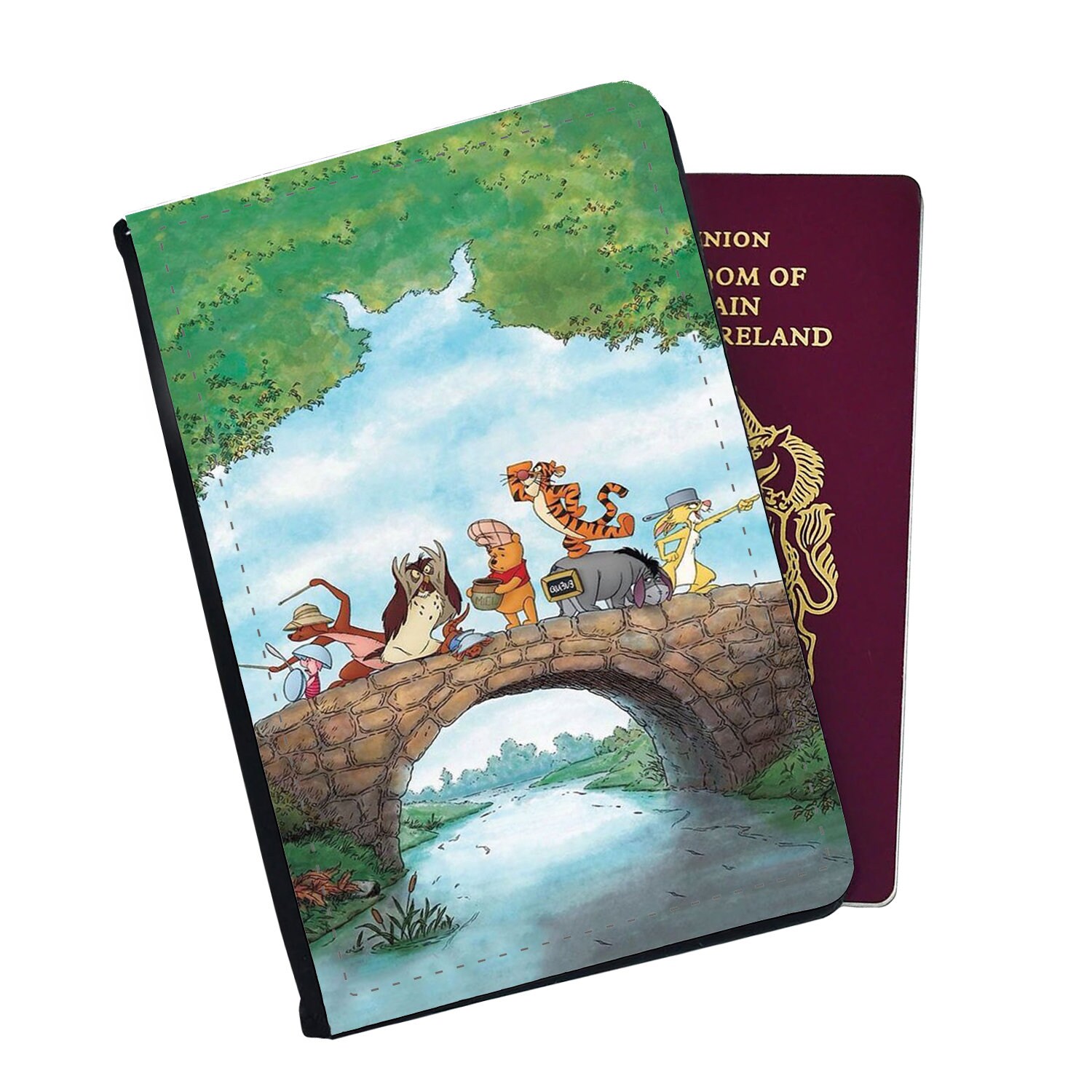 Personalised Faux Leather Passport Cover & Luggage Tag Travel Lovers Disney Winnie-the-Pooh Holidays Adventure Birthday Friends Honey Forest