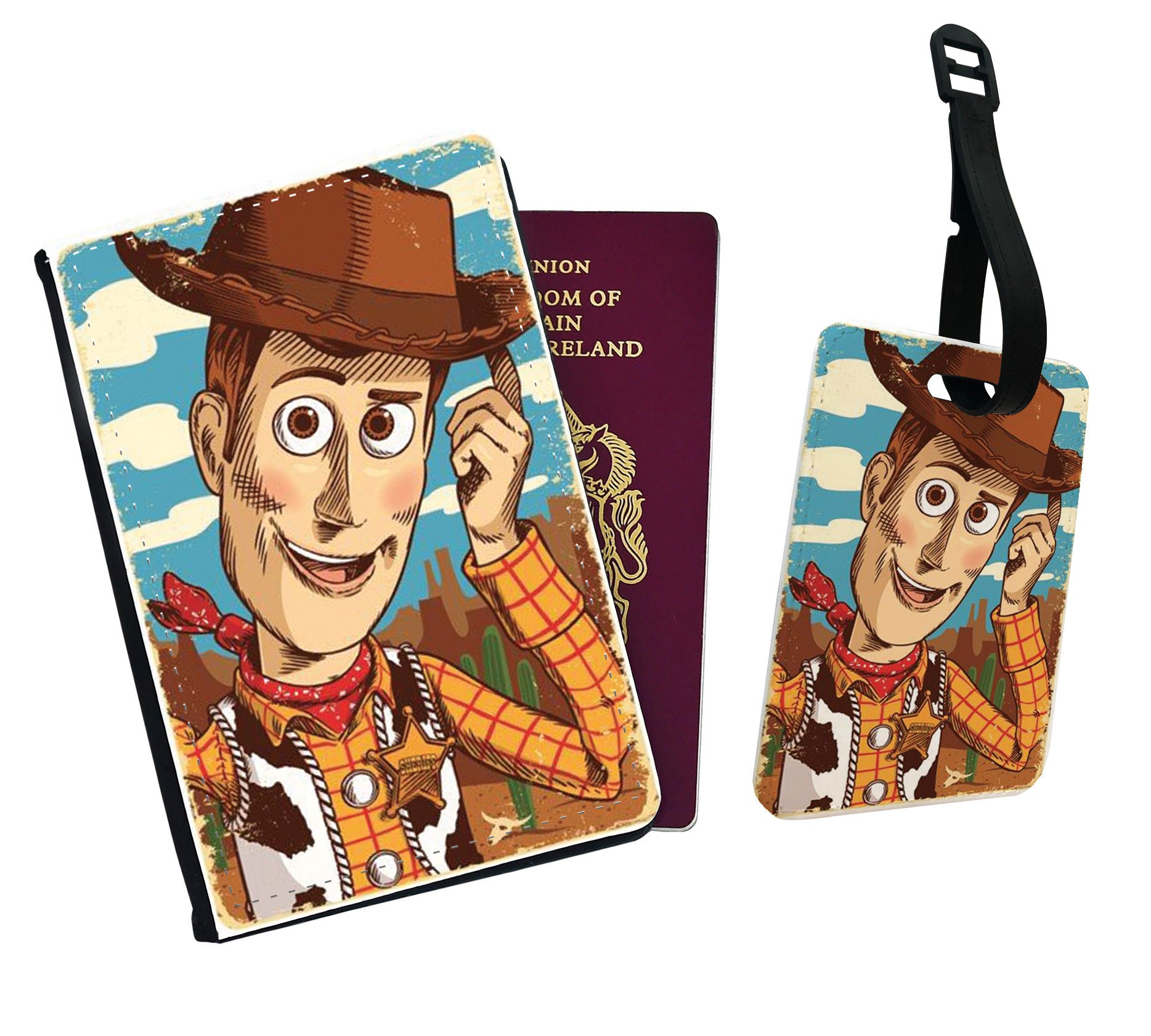 Gepersonaliseerde stijlvolle faux lederen paspoort cover & bagagelabel Tassen & portemonnees Bagage & Reizen Paspoorthoezen Disney Toy Story Jessie reisaccessoires cadeau 