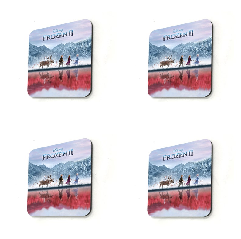 Disney Frozen Elsa Anna Snowman Sisters Disneyland Home D\u00e9cor Office Gift 9.5 x 9.5 cm Personalised High Gloss Drink Cup Coaster