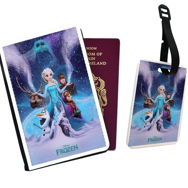 Personalised Faux Leather Passport Cover & Luggage Tag Disney Frozen Olaf Snow Cosplay Elsa Travel Lovers Vintage Disneyland Friends Gift