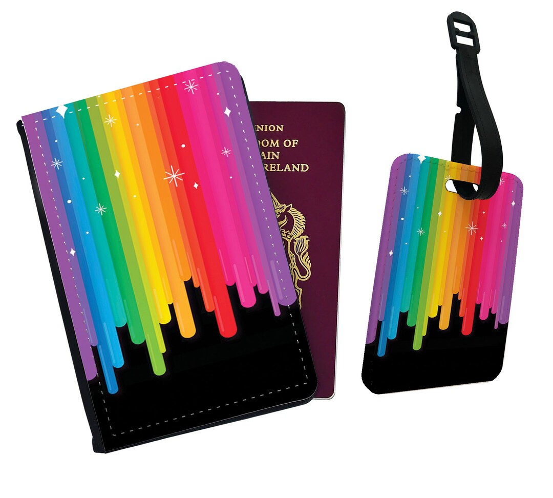 Personalised Faux Leather Passport Cover & Luggage Tag Lovers Love is